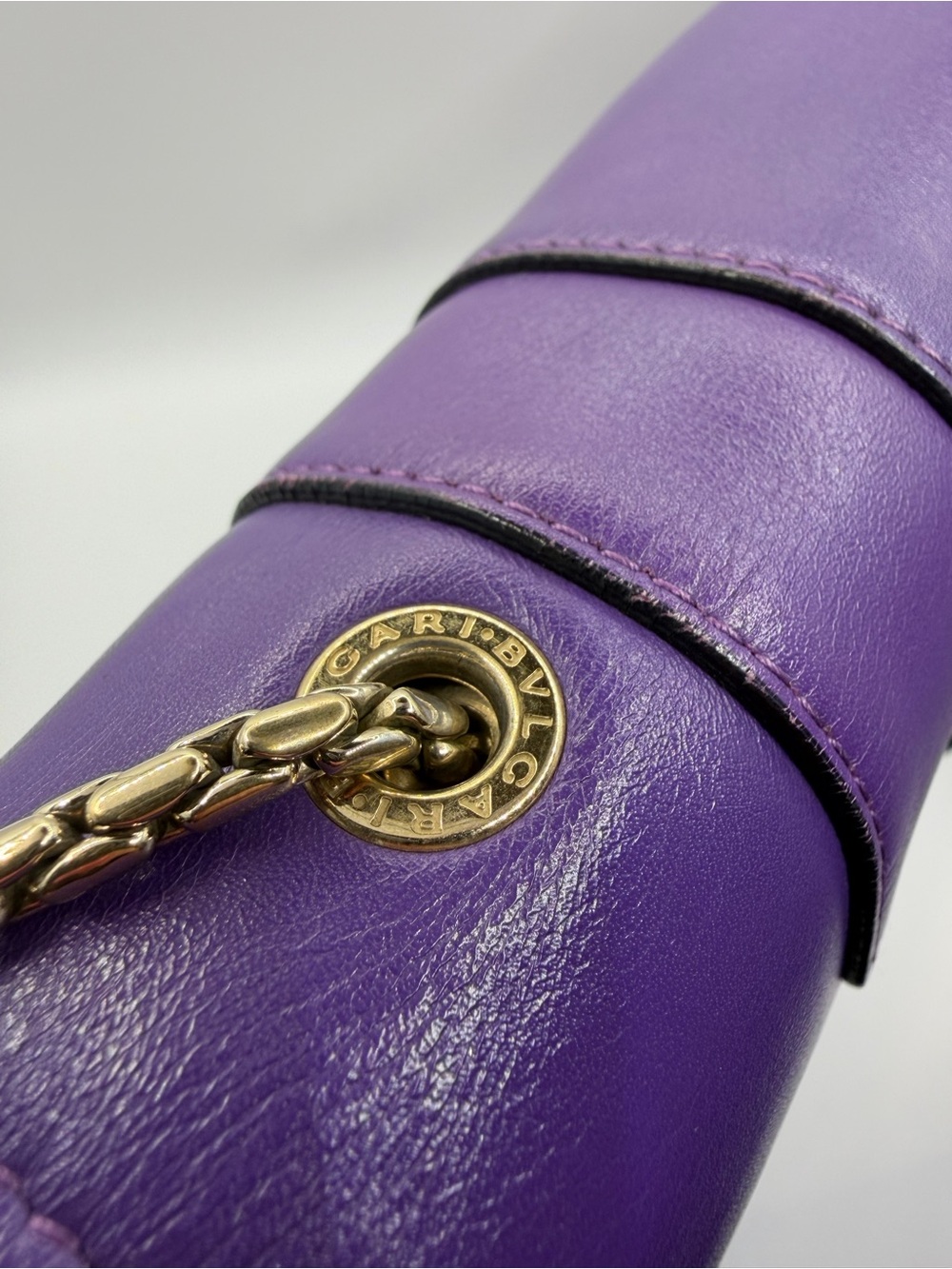 Bvlgari Purple Calfskin Serpenti Forever Crossbody Bag with Gold Chain & Mirror - Picture 15 of 16
